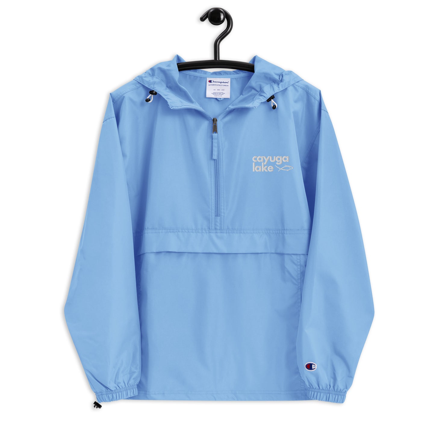 Embroidered Champion Packable Jacket - Cayuga Lake simple fish