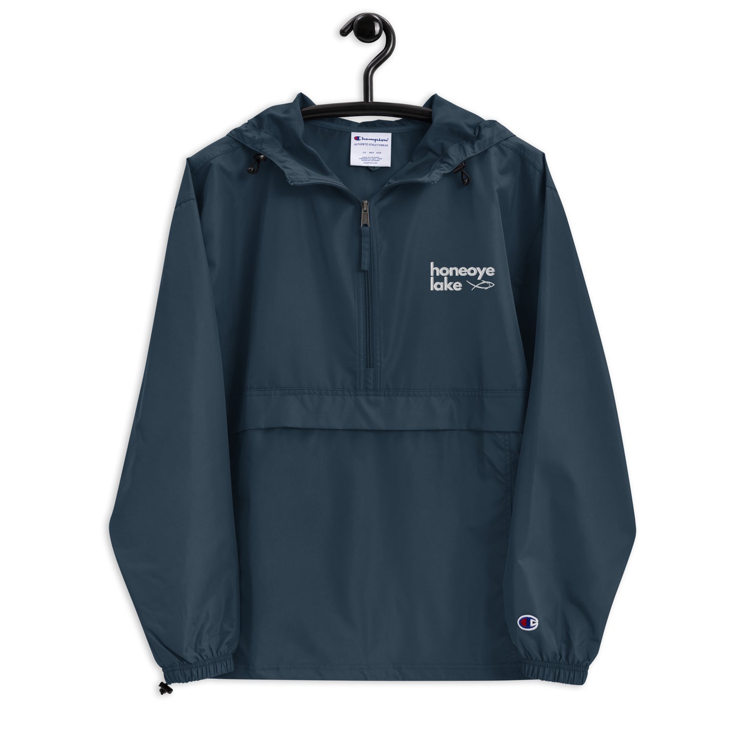 Embroidered Champion Packable Jacket - Honeoye Lake simple fish