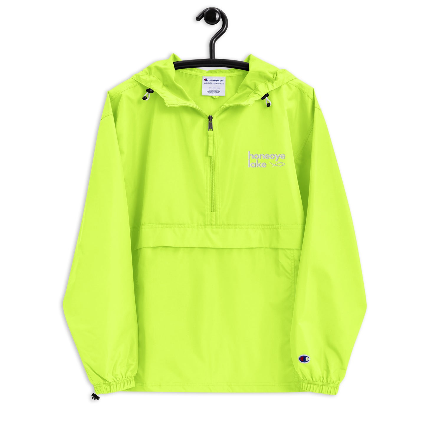 Embroidered Champion Packable Jacket - Honeoye Lake simple fish