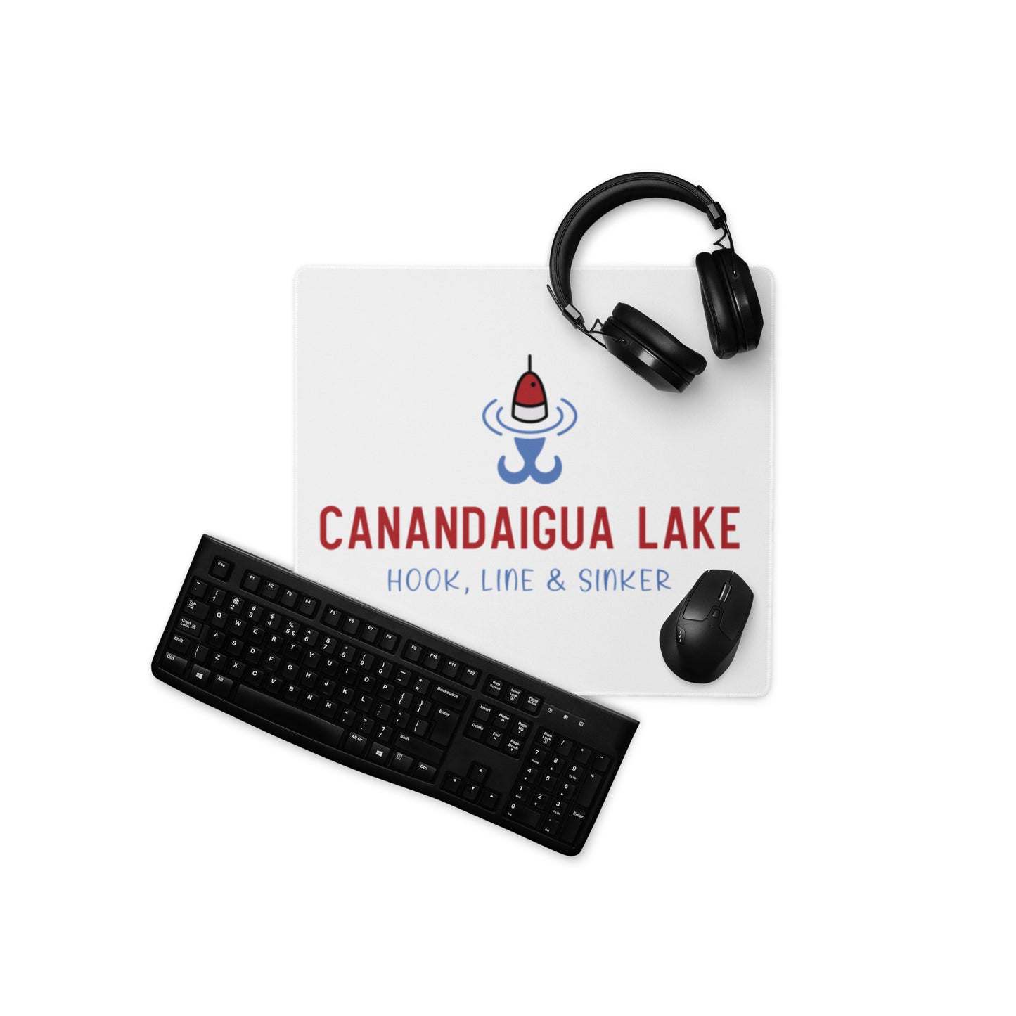 Canandaigua Lake RWB hook, line & sinker Desk Mat / Gaming mouse pad