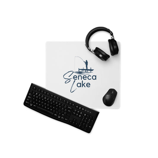 Seneca Lake Blue fisherman on a dock Desk Mat / Gaming mouse pad