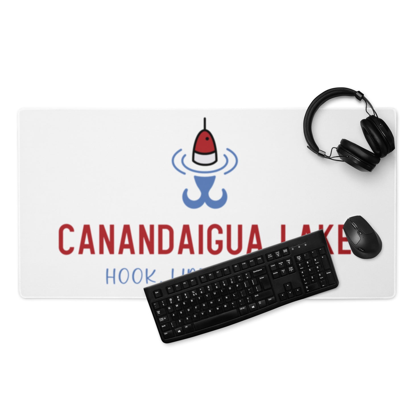 Canandaigua Lake RWB hook, line & sinker Desk Mat / Gaming mouse pad