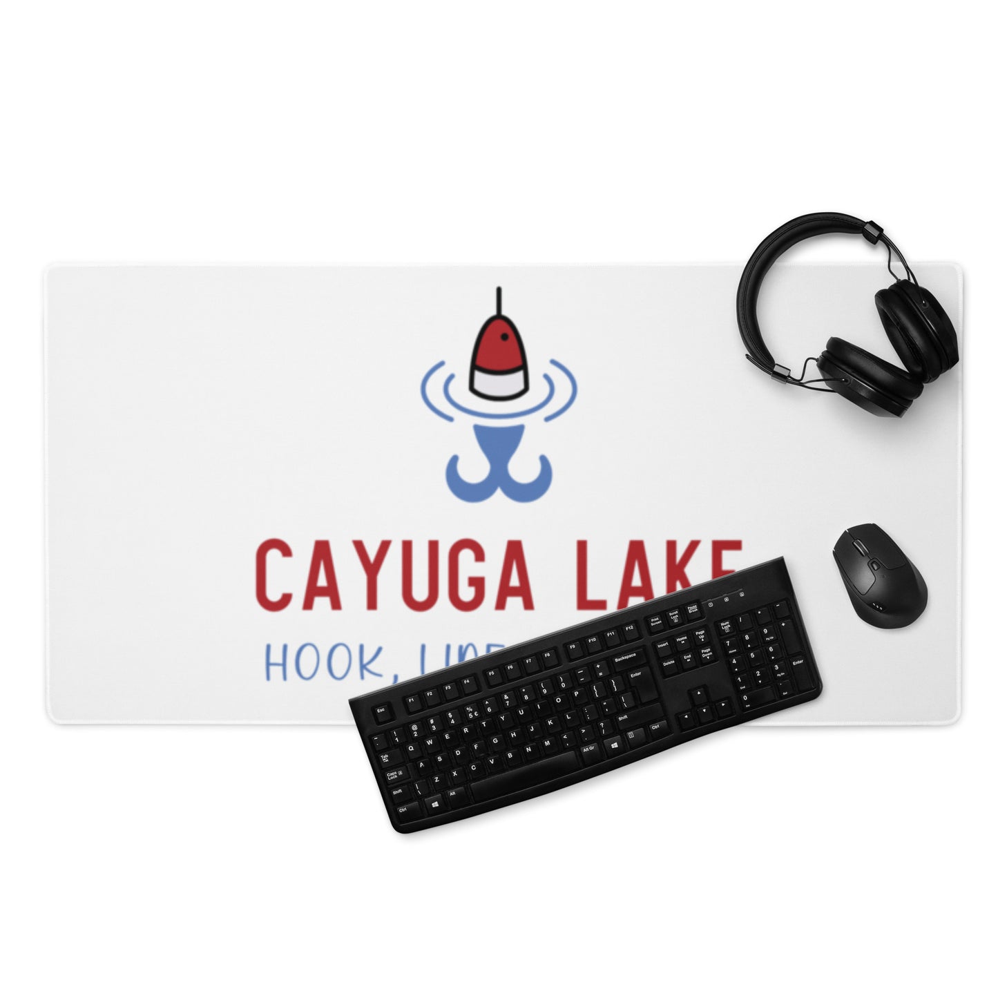 Cayuga Lake RWB hook, line & sinker Desk Mat / Gaming mouse pad