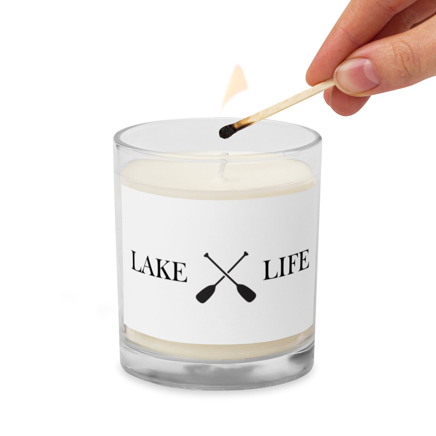 Glass jar soy wax candle - Lake Life and Crossed Oars