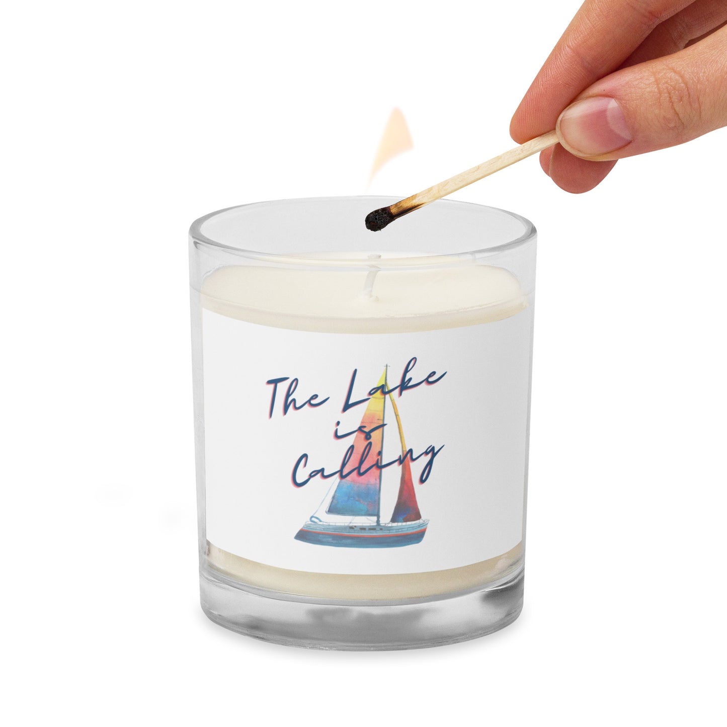 Glass jar soy wax candle - The Lake is Calling Sailboat 2