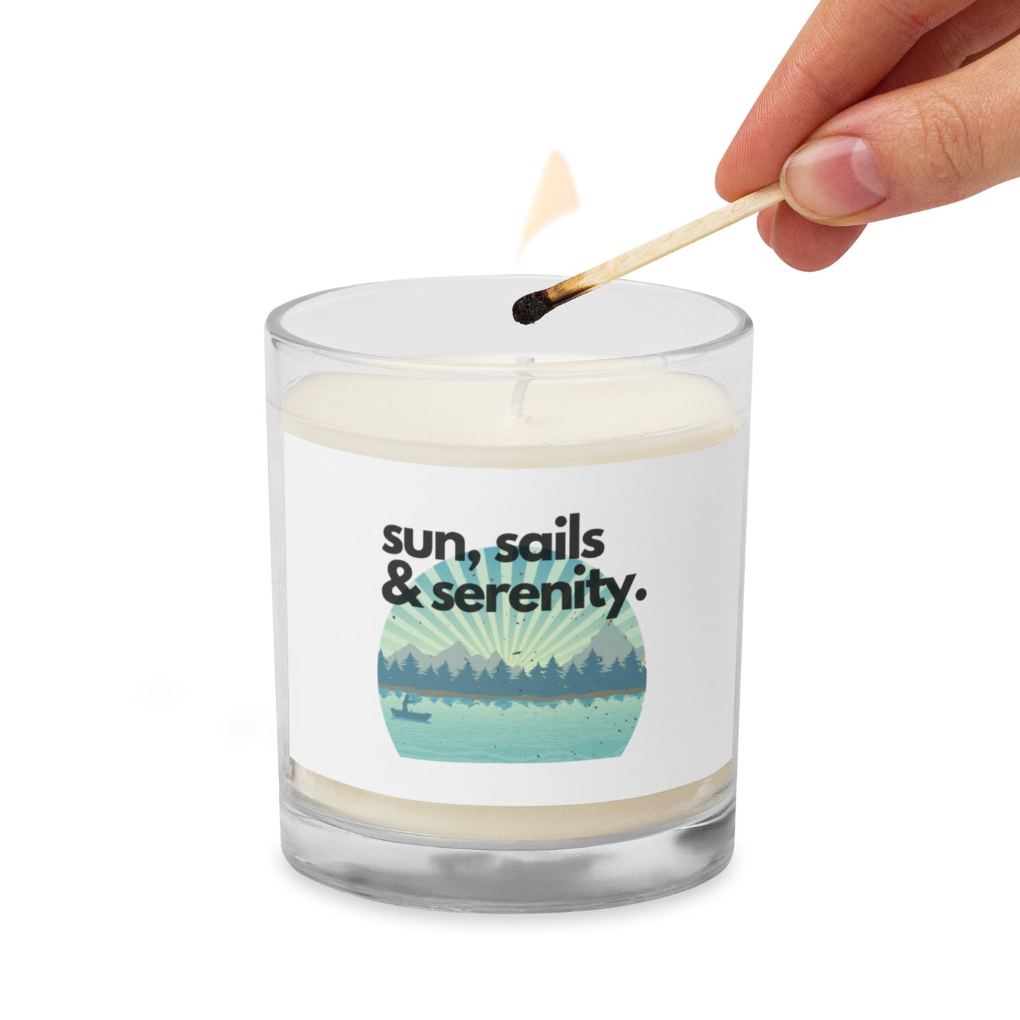 Glass jar soy wax candle - Sun, Sails and Serenity