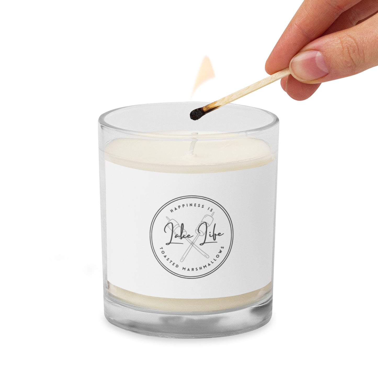 Glass jar soy wax candle - Happiness is Toasted Marshmallows