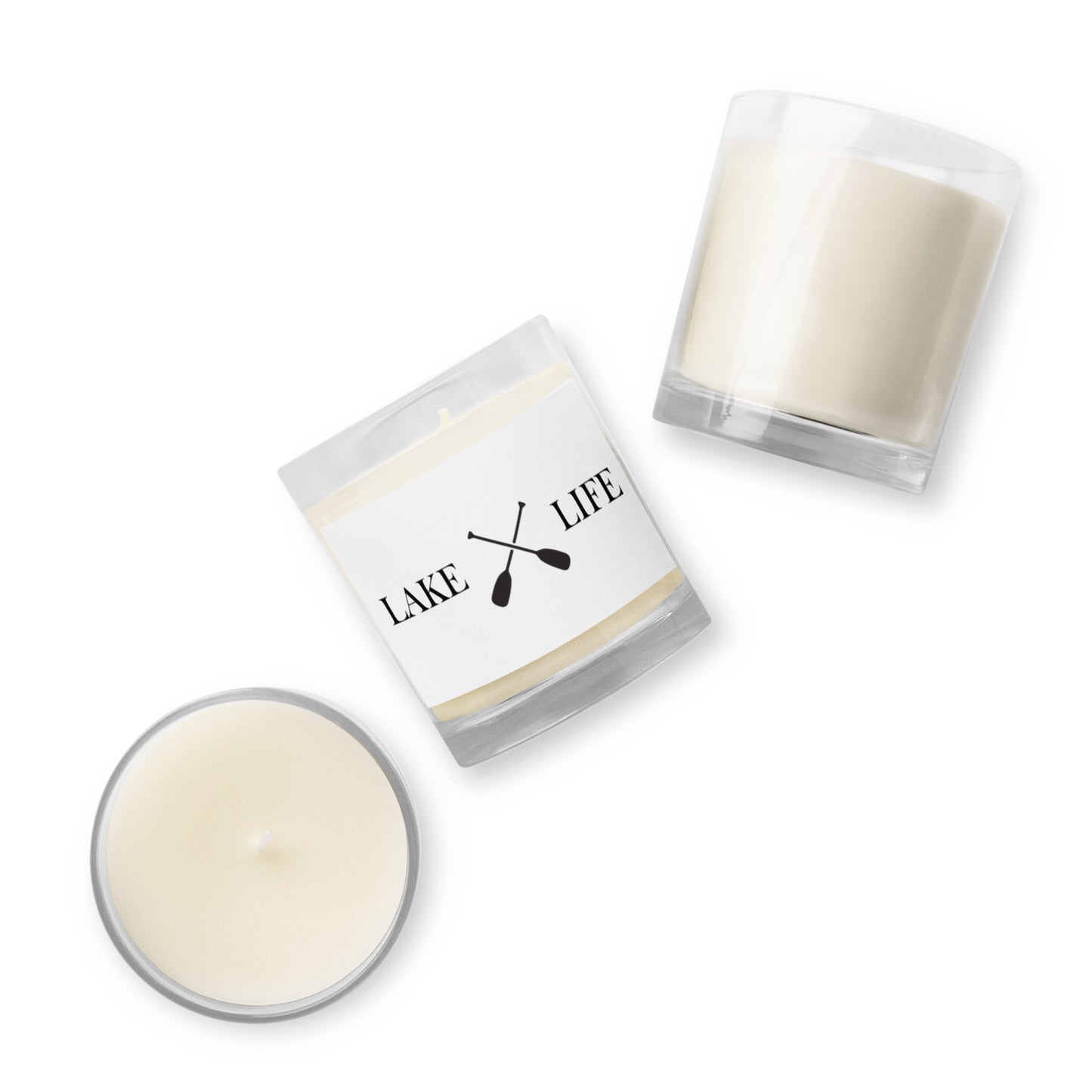 Glass jar soy wax candle - Lake Life and Crossed Oars