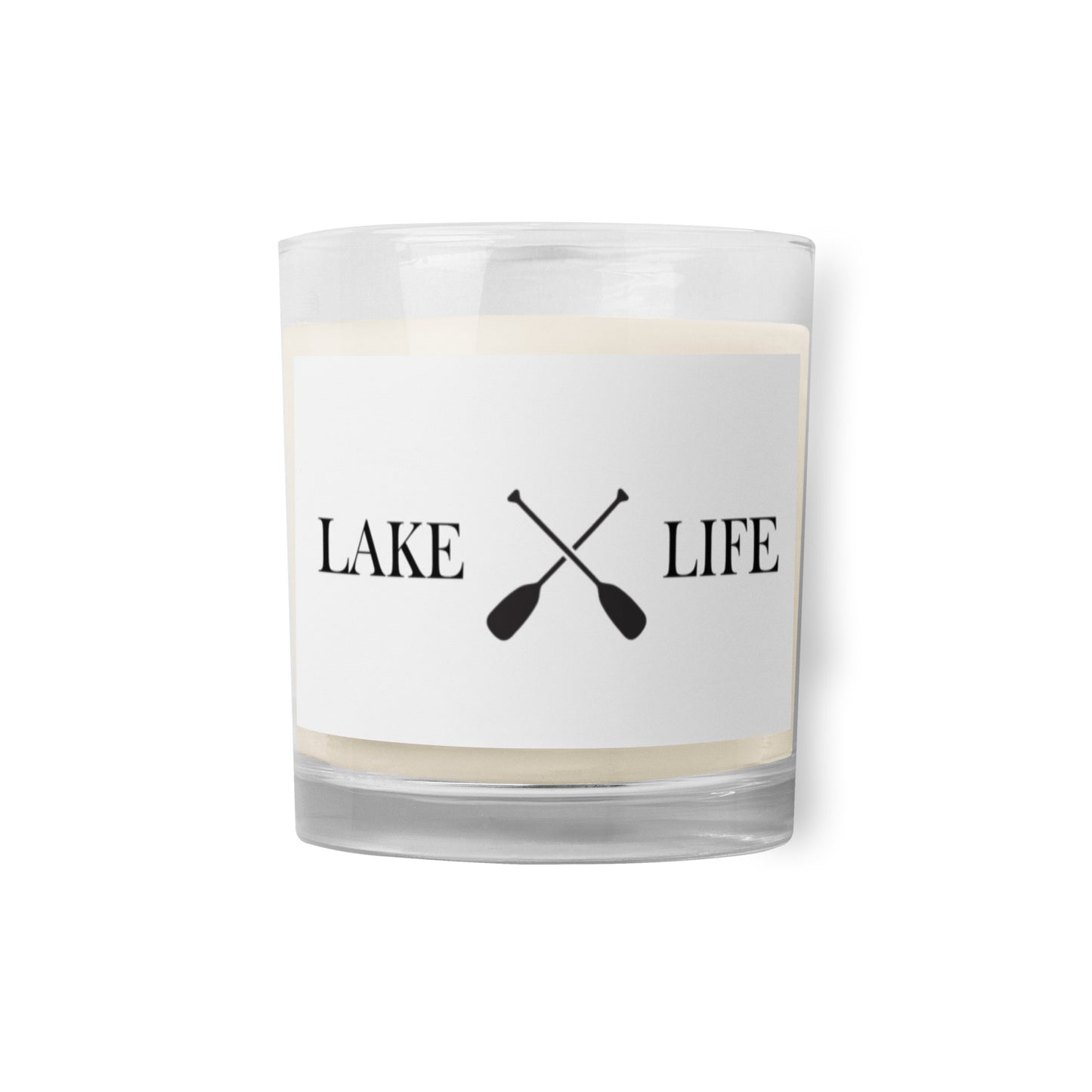 Glass jar soy wax candle - Lake Life and Crossed Oars