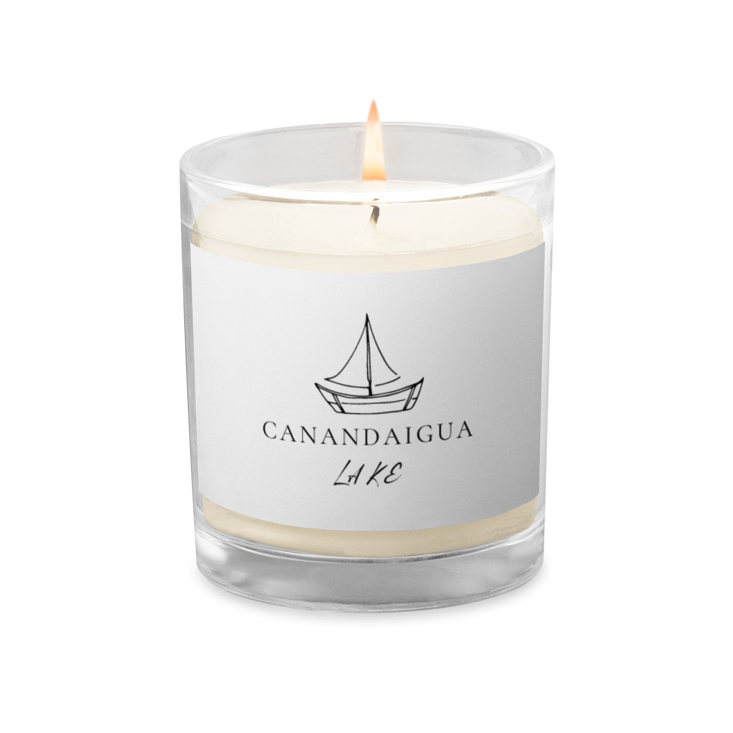 Glass jar soy wax candle - Canandaigua Lake simple sailboat