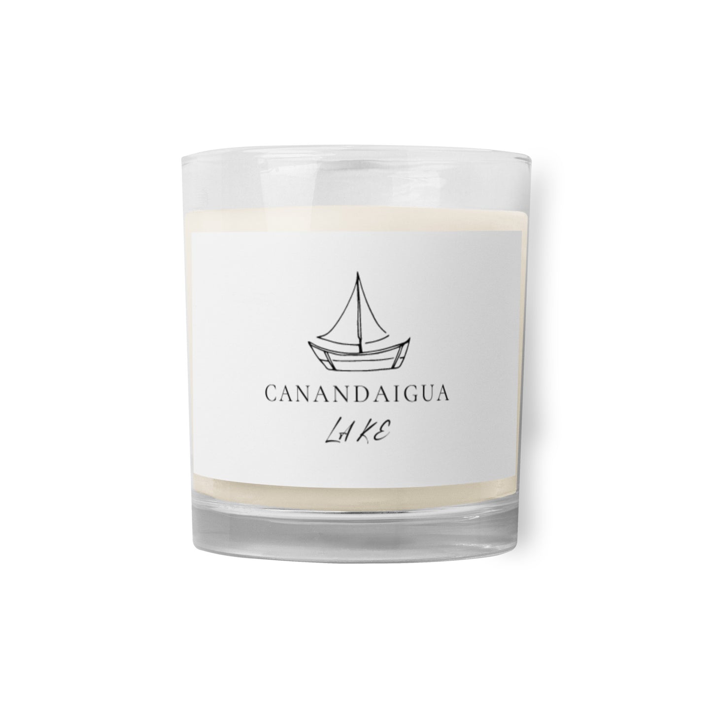 Glass jar soy wax candle - Canandaigua Lake simple sailboat