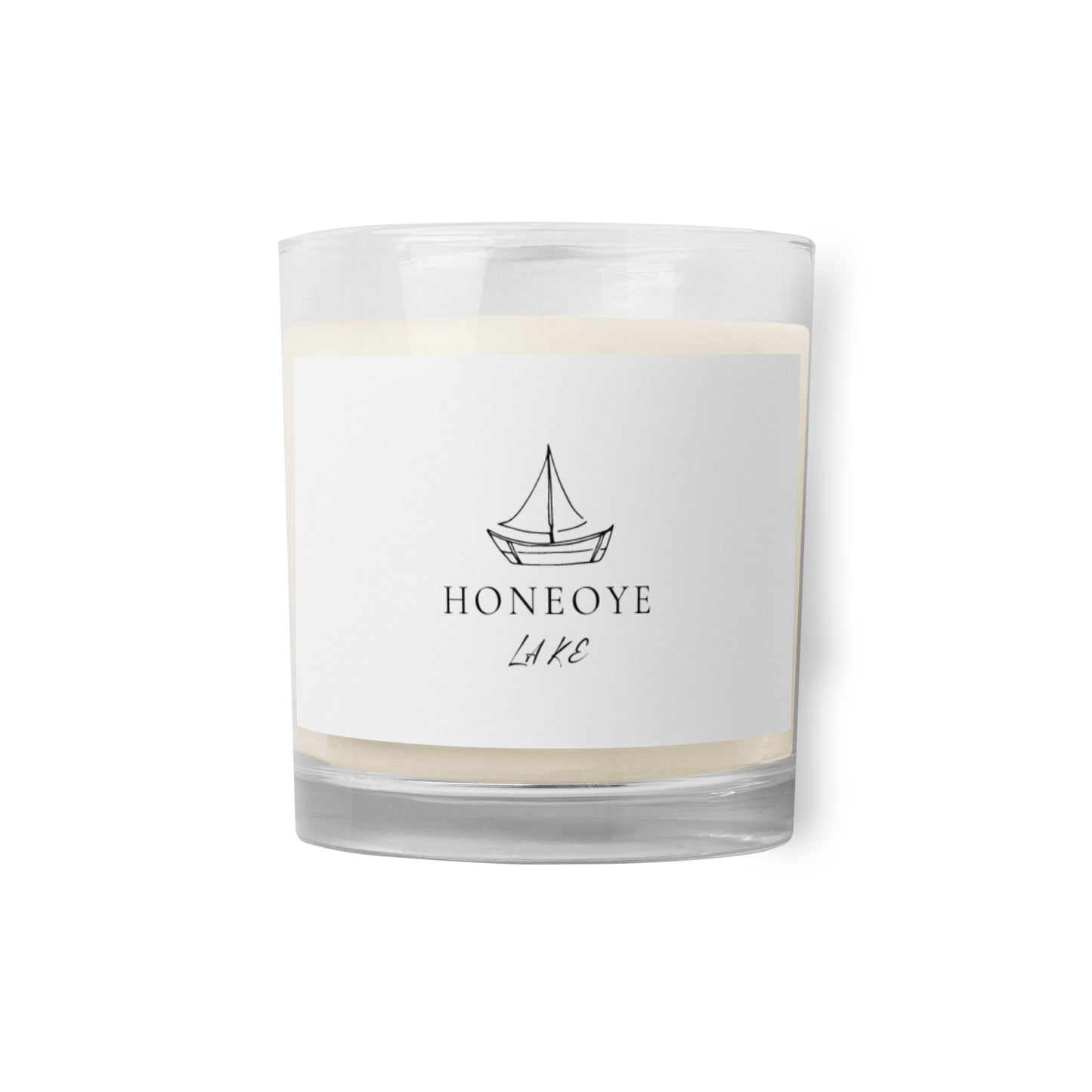 Glass jar soy wax candle - Honeoye Lake simple sailboat