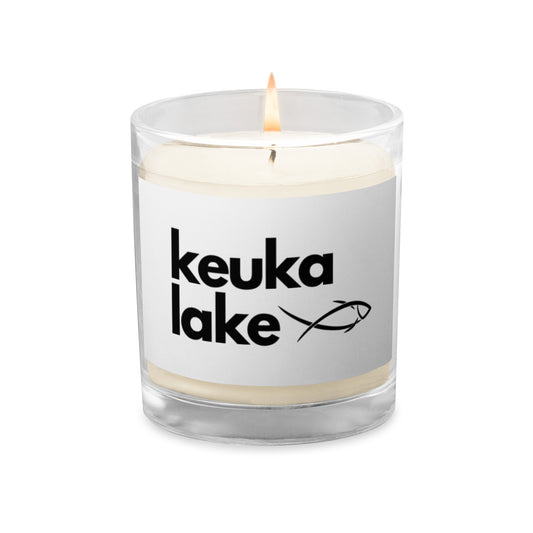 Glass jar soy wax candle - Keuka Lake simple fish