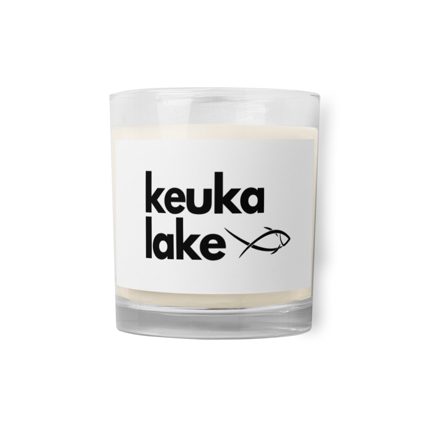 Glass jar soy wax candle - Keuka Lake simple fish