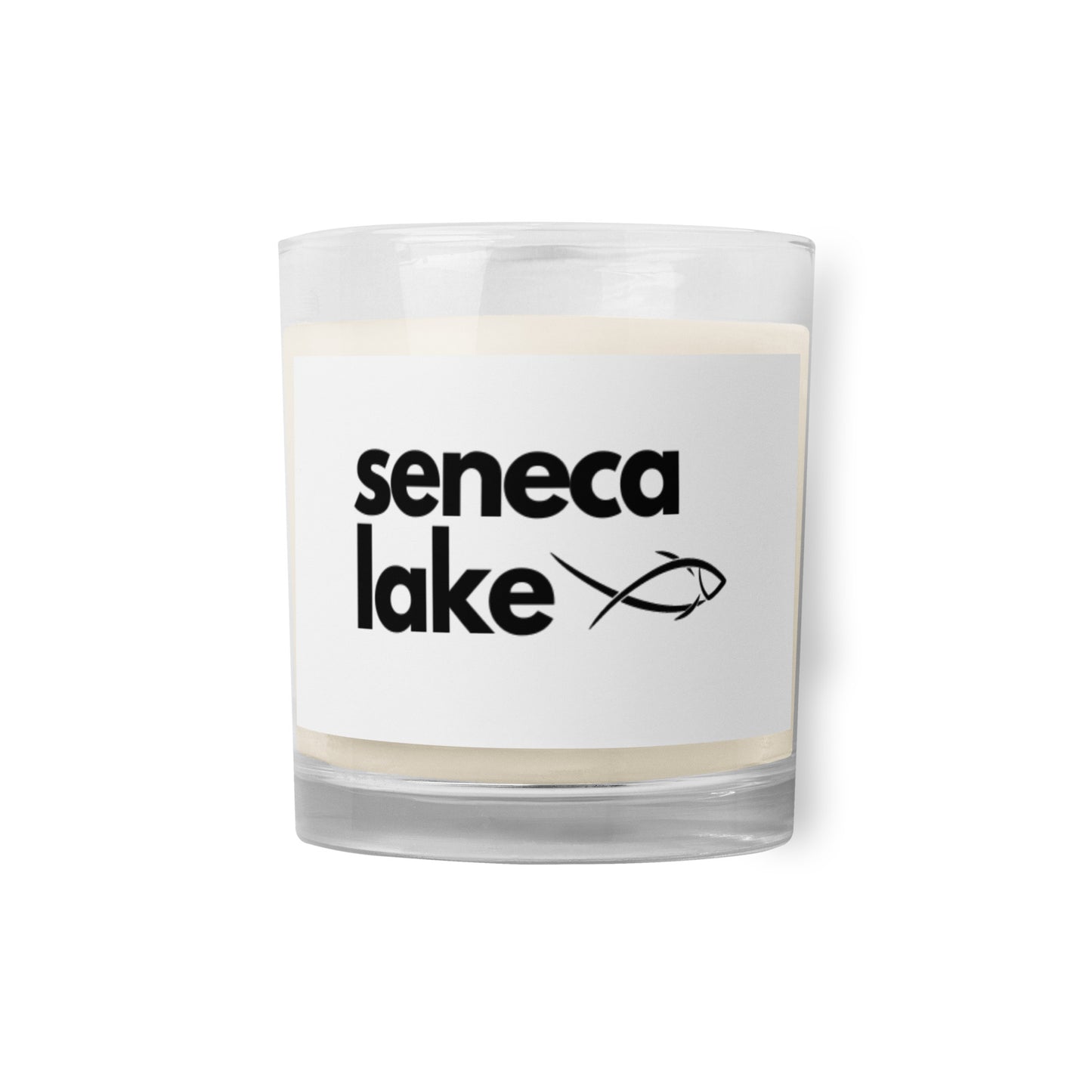 Glass jar soy wax candle - Seneca Lake simple fish