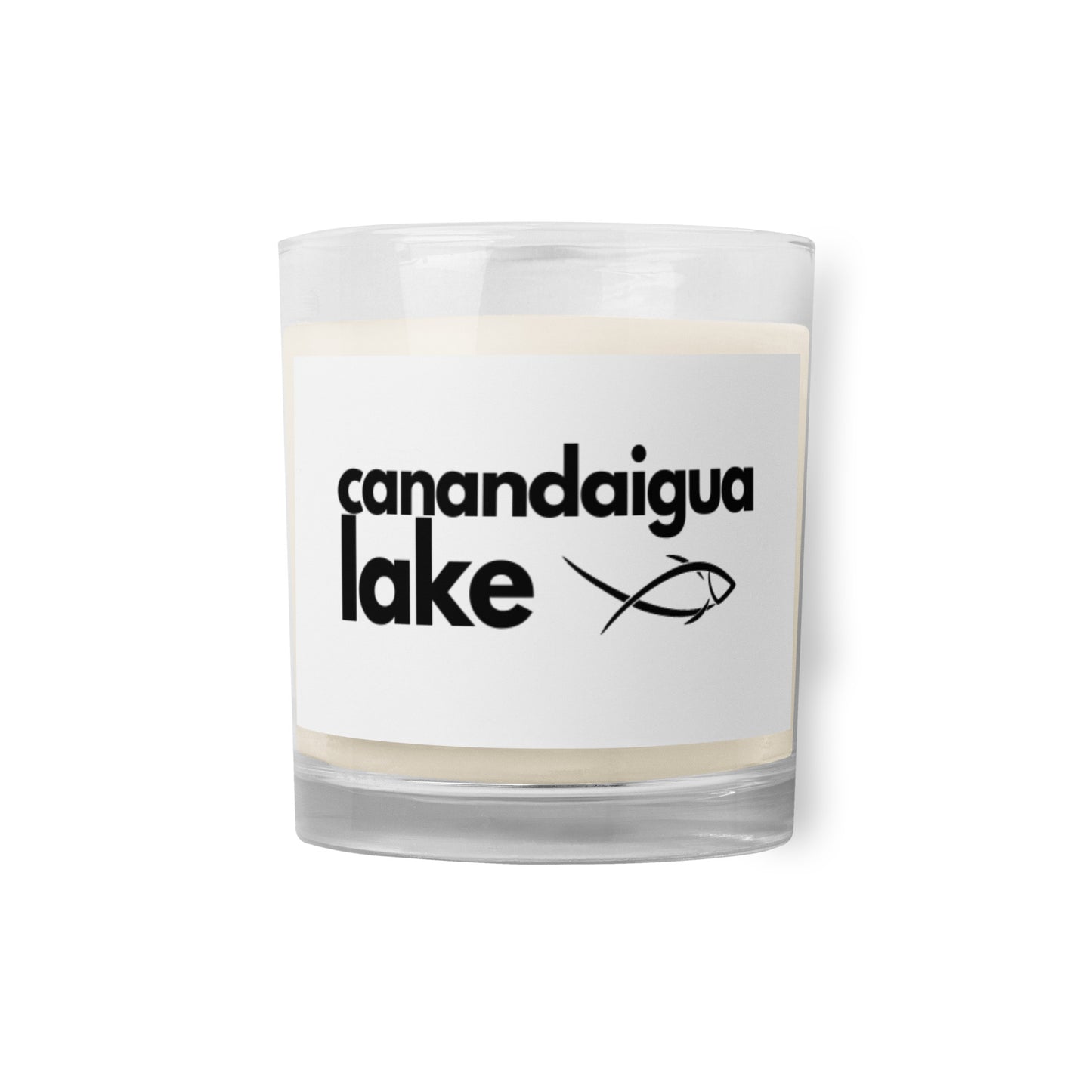 Glass jar soy wax candle - Canandaigua Lake simple fish