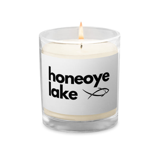 Glass jar soy wax candle - Honeoye Lake simple fish