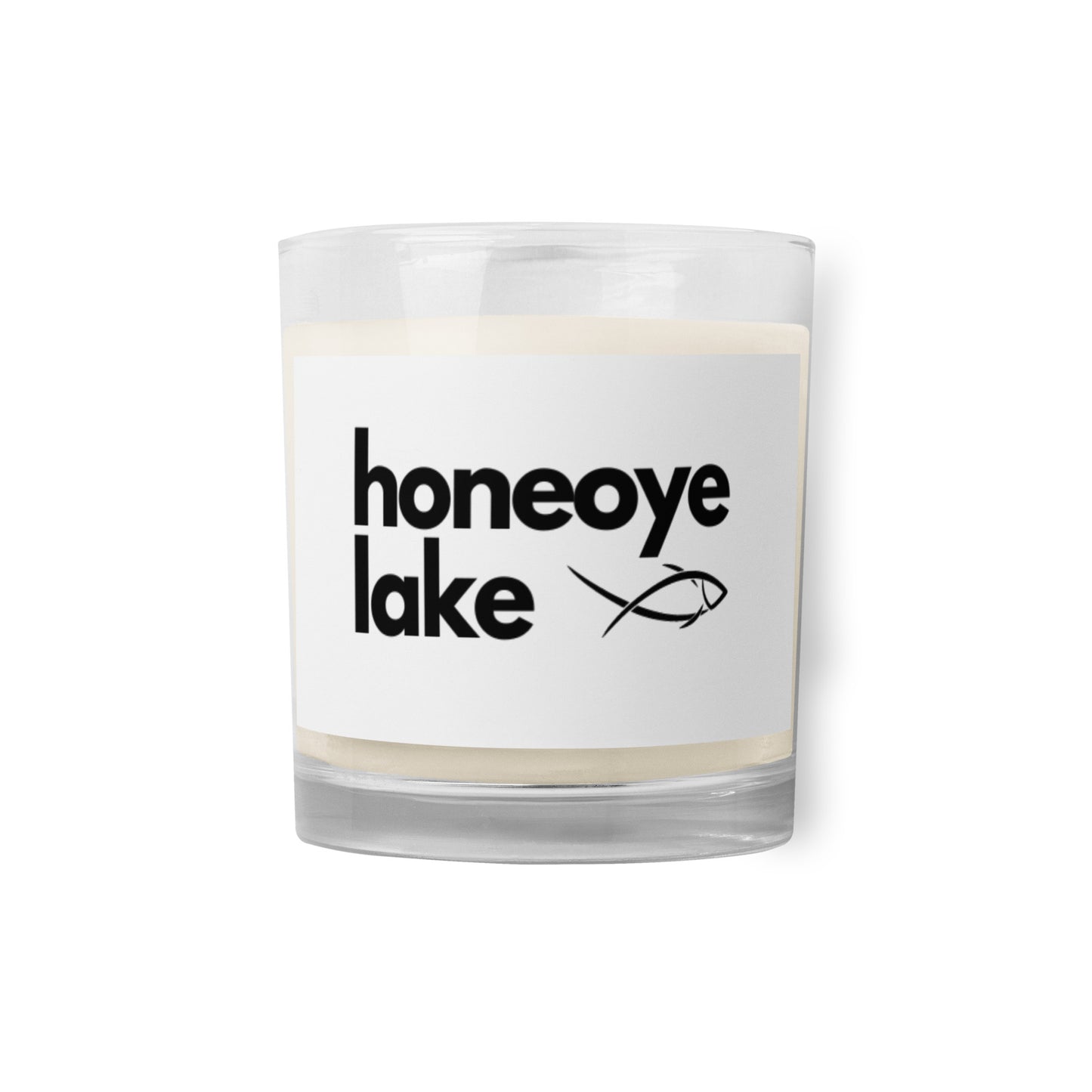 Glass jar soy wax candle - Honeoye Lake simple fish