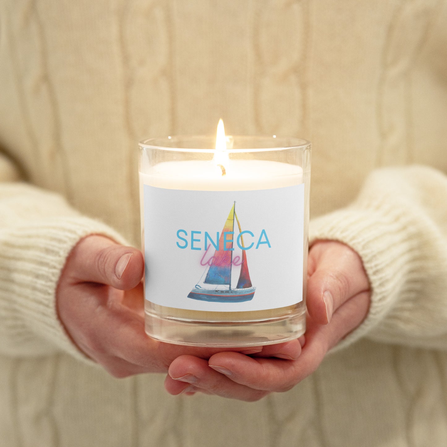 Glass jar soy wax candle - Seneca Lake Sailboat 2