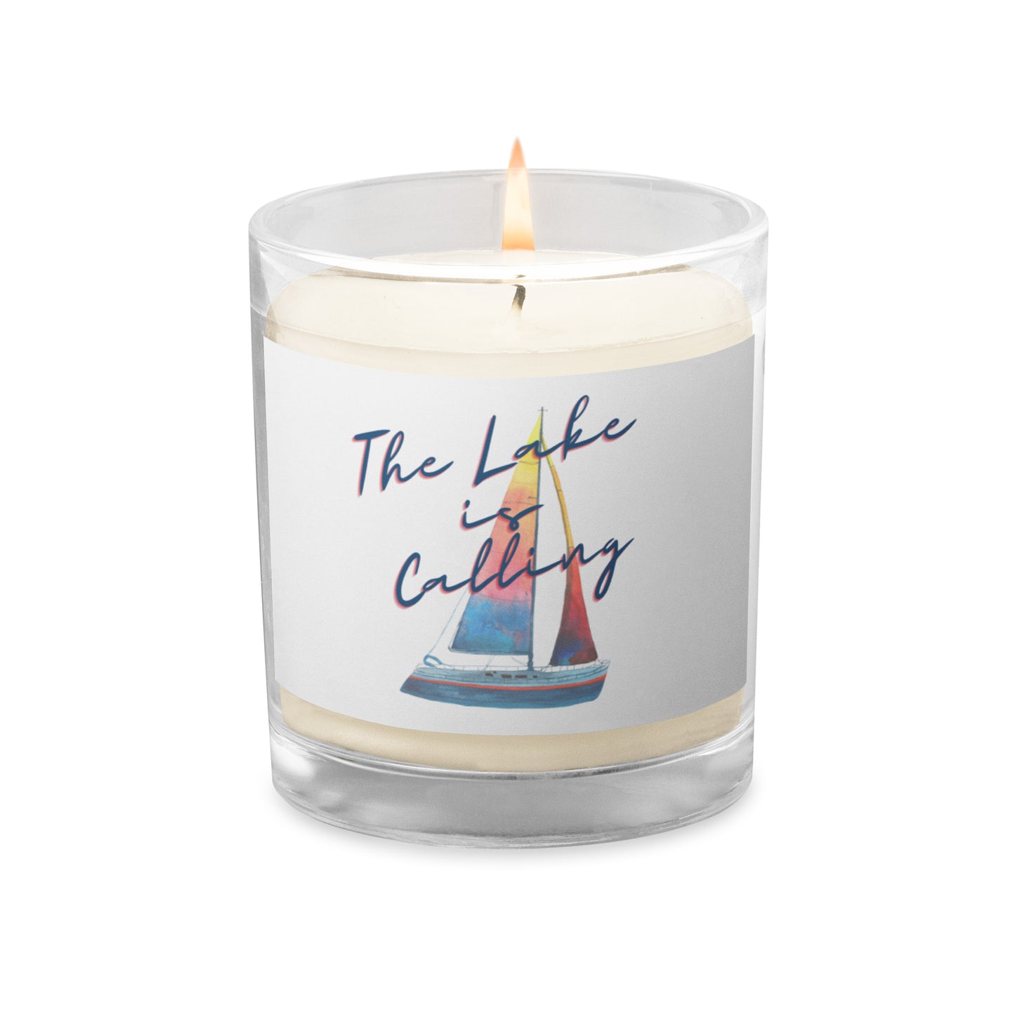 Glass jar soy wax candle - The Lake is Calling Sailboat 2