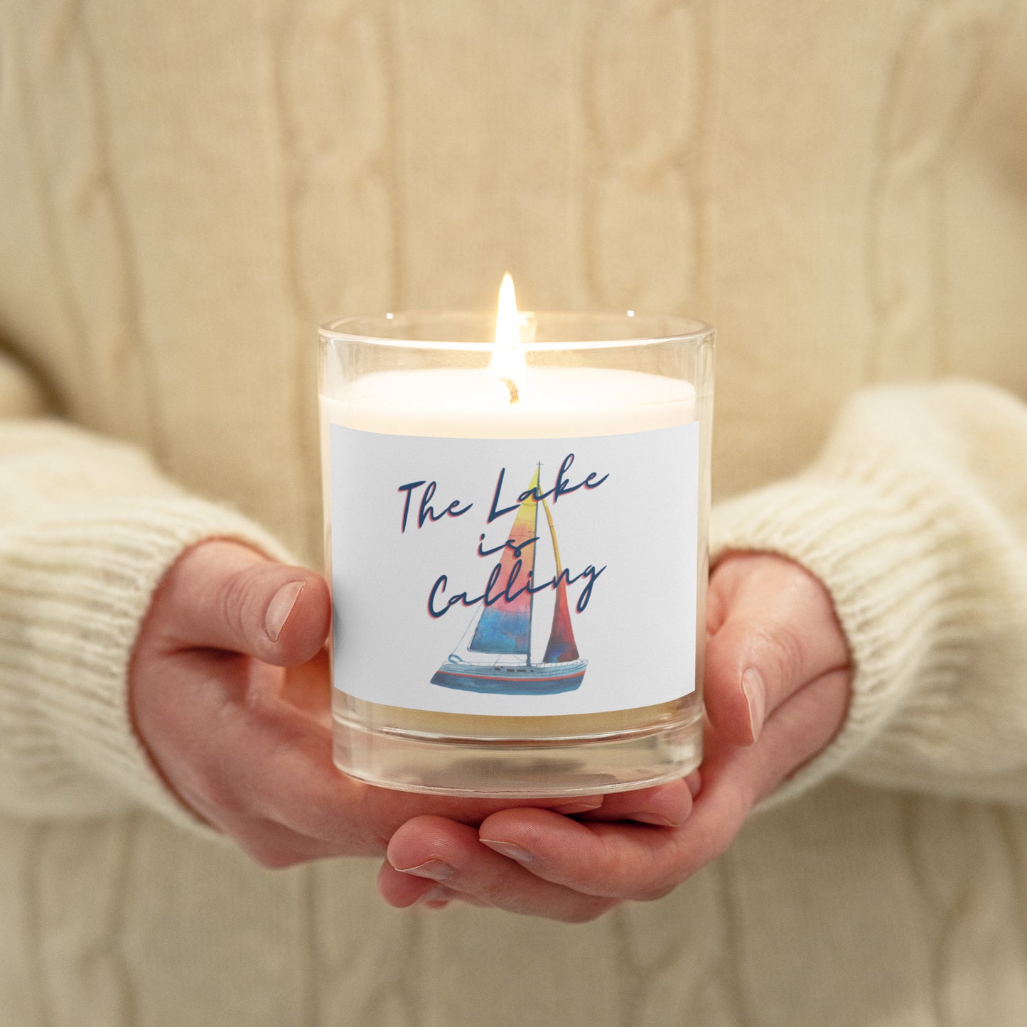 Glass jar soy wax candle - The Lake is Calling Sailboat 2