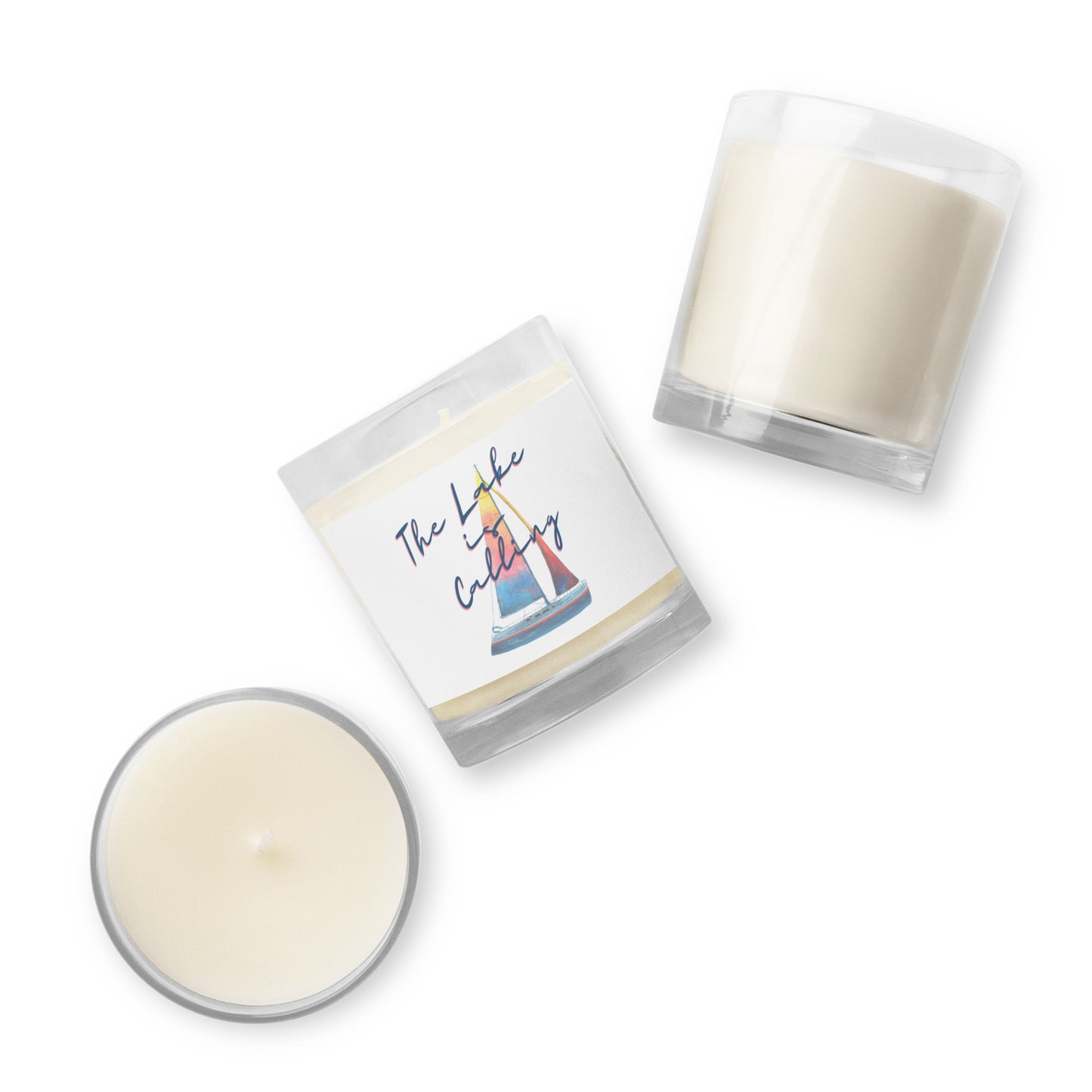 Glass jar soy wax candle - The Lake is Calling Sailboat 2