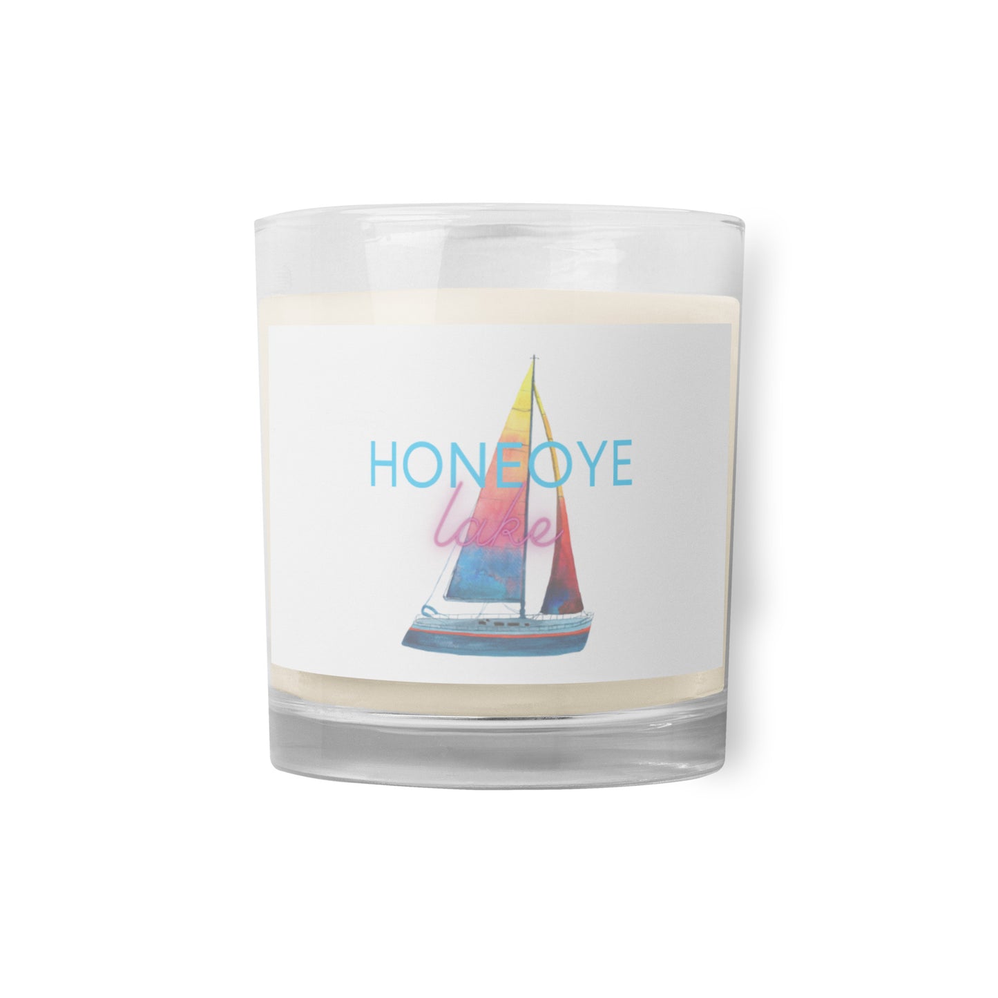 Glass jar soy wax candle - Honeoye Lake Sailboat 2