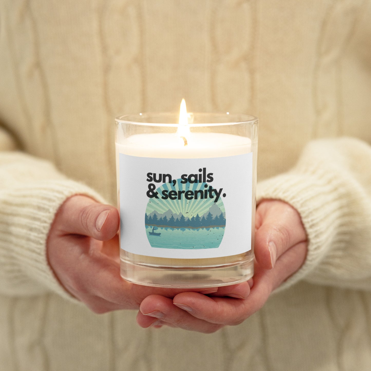 Glass jar soy wax candle - Sun, Sails and Serenity