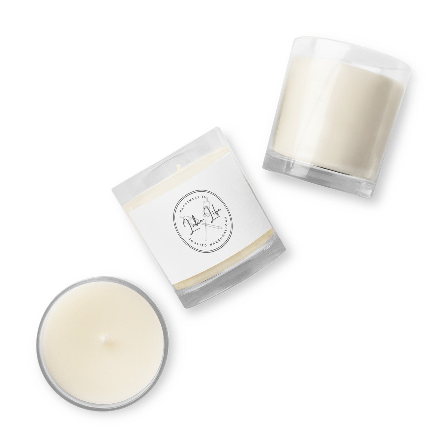 Glass jar soy wax candle - Happiness is Toasted Marshmallows