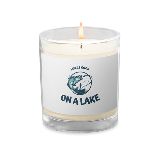 Glass jar soy wax candle - Life is Good fisherman