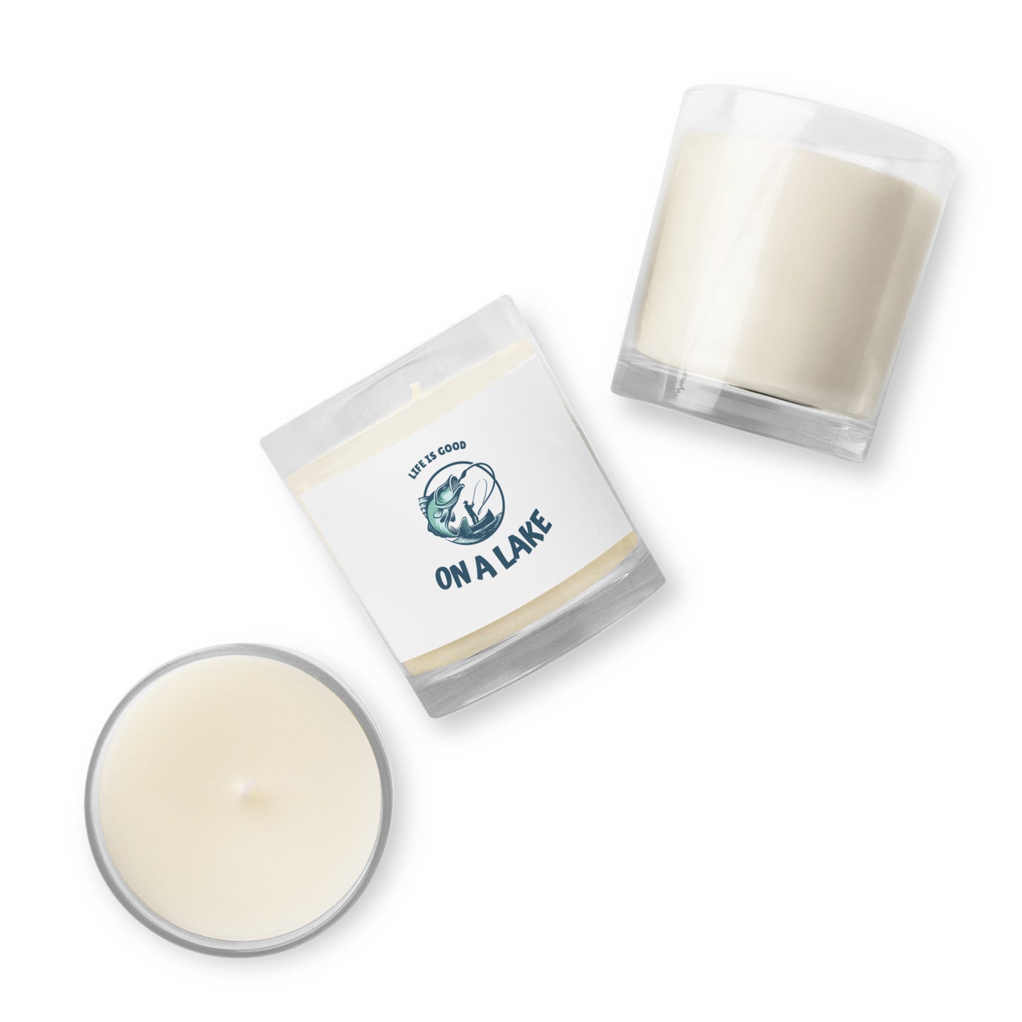 Glass jar soy wax candle - Life is Good fisherman