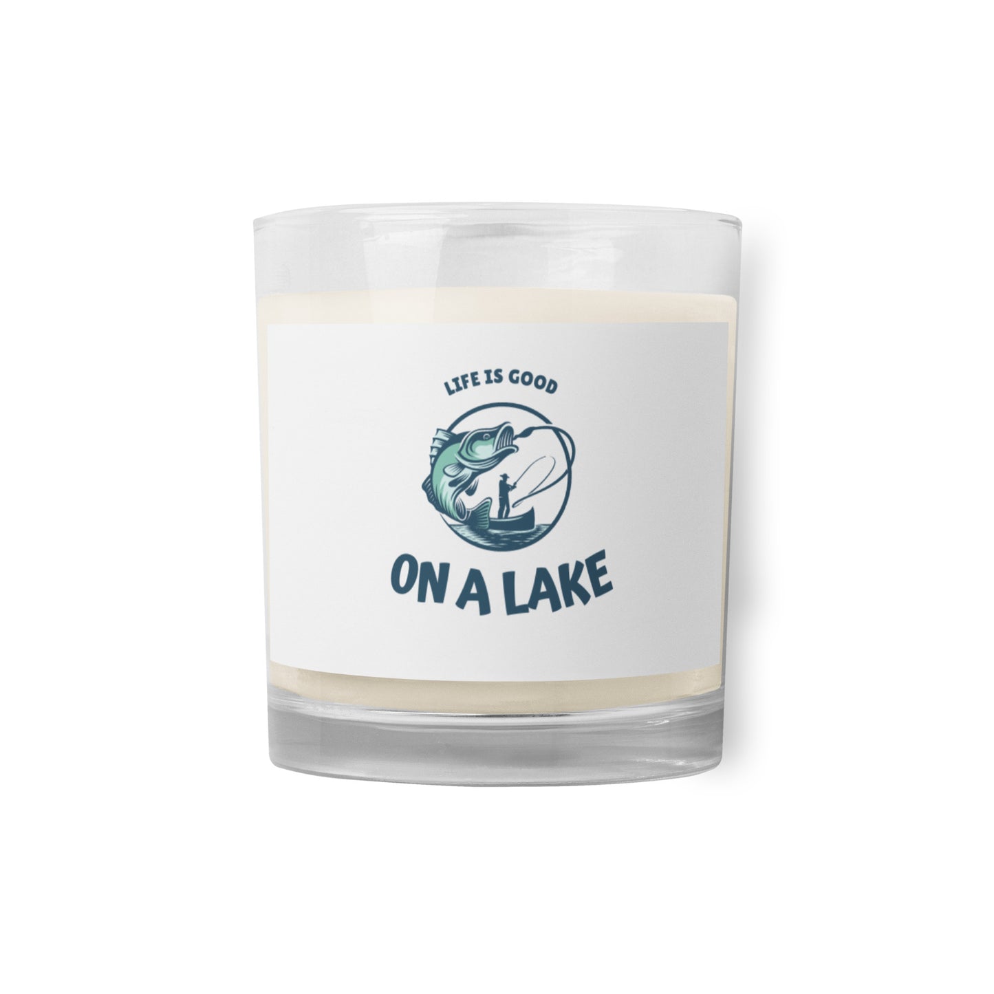 Glass jar soy wax candle - Life is Good fisherman