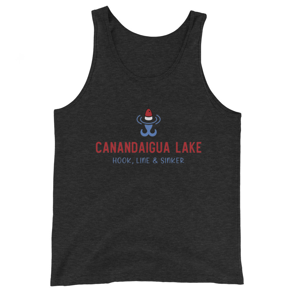 Unisex Tank Top - Canandaigua Lake RWB hook, line & sinker