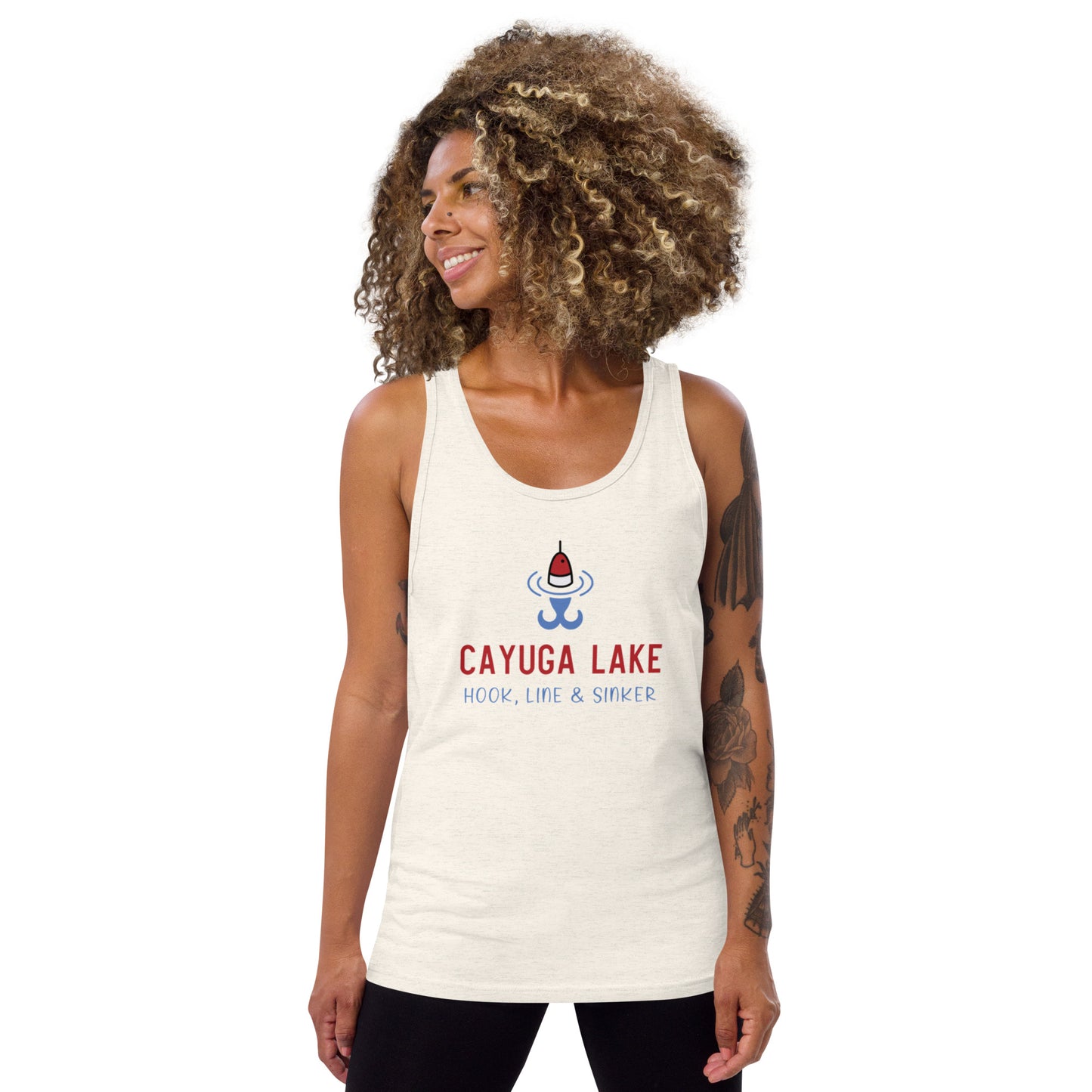 Unisex Tank Top - Cayuga Lake RWB hook, line & sinker