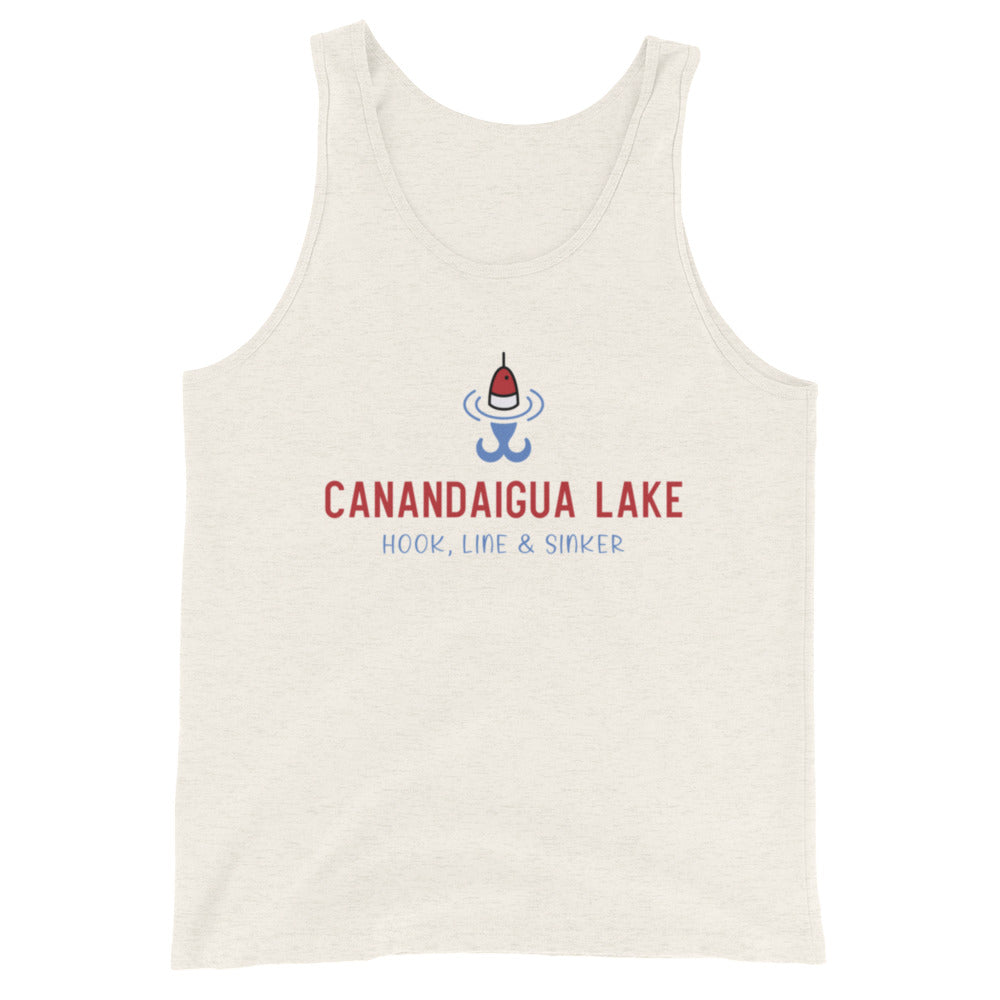 Unisex Tank Top - Canandaigua Lake RWB hook, line & sinker