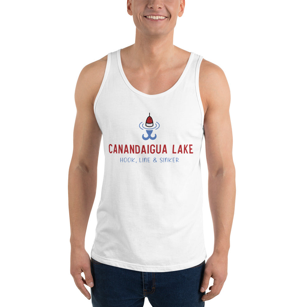 Unisex Tank Top - Canandaigua Lake RWB hook, line & sinker