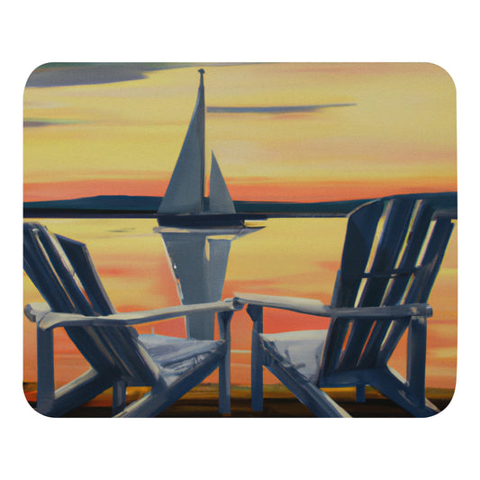 Mouse pad - Adirondack Chairs and a Sailboat