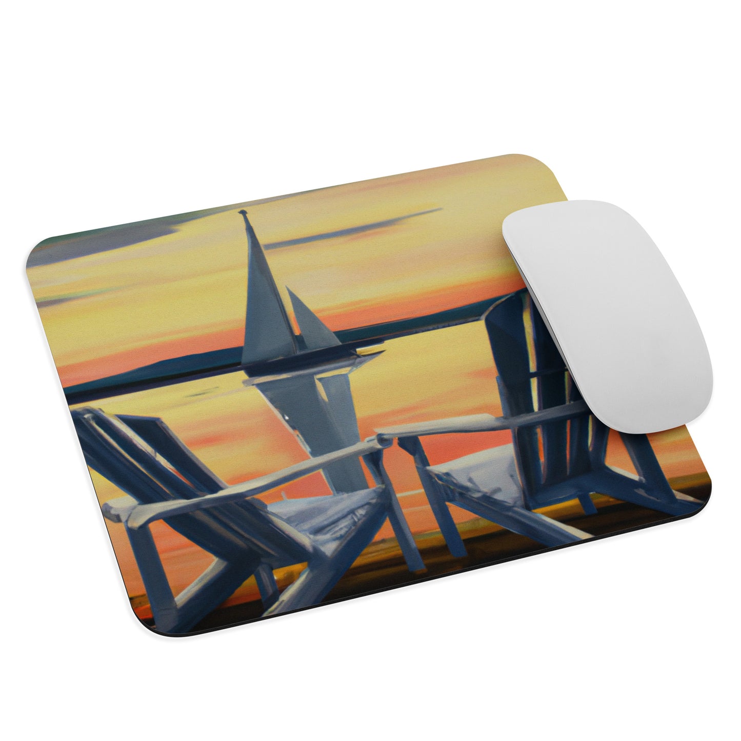 Mouse pad - Adirondack Chairs and a Sailboat