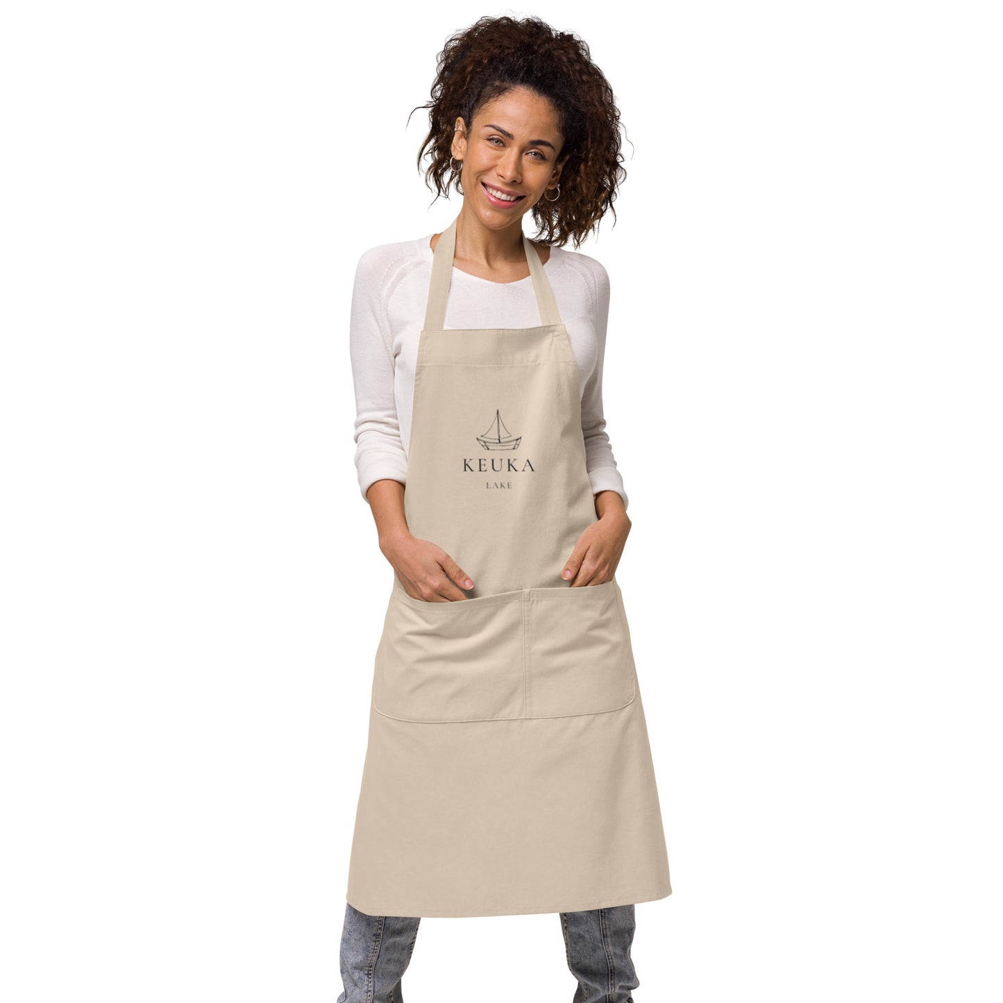 Organic cotton apron - Keuka Lake sailboat