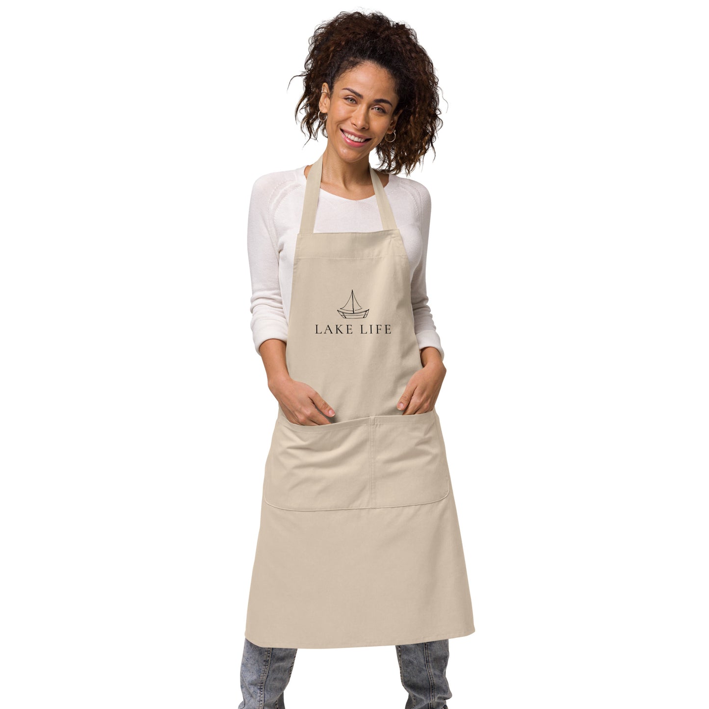 Organic cotton apron - Lake Life sailboat