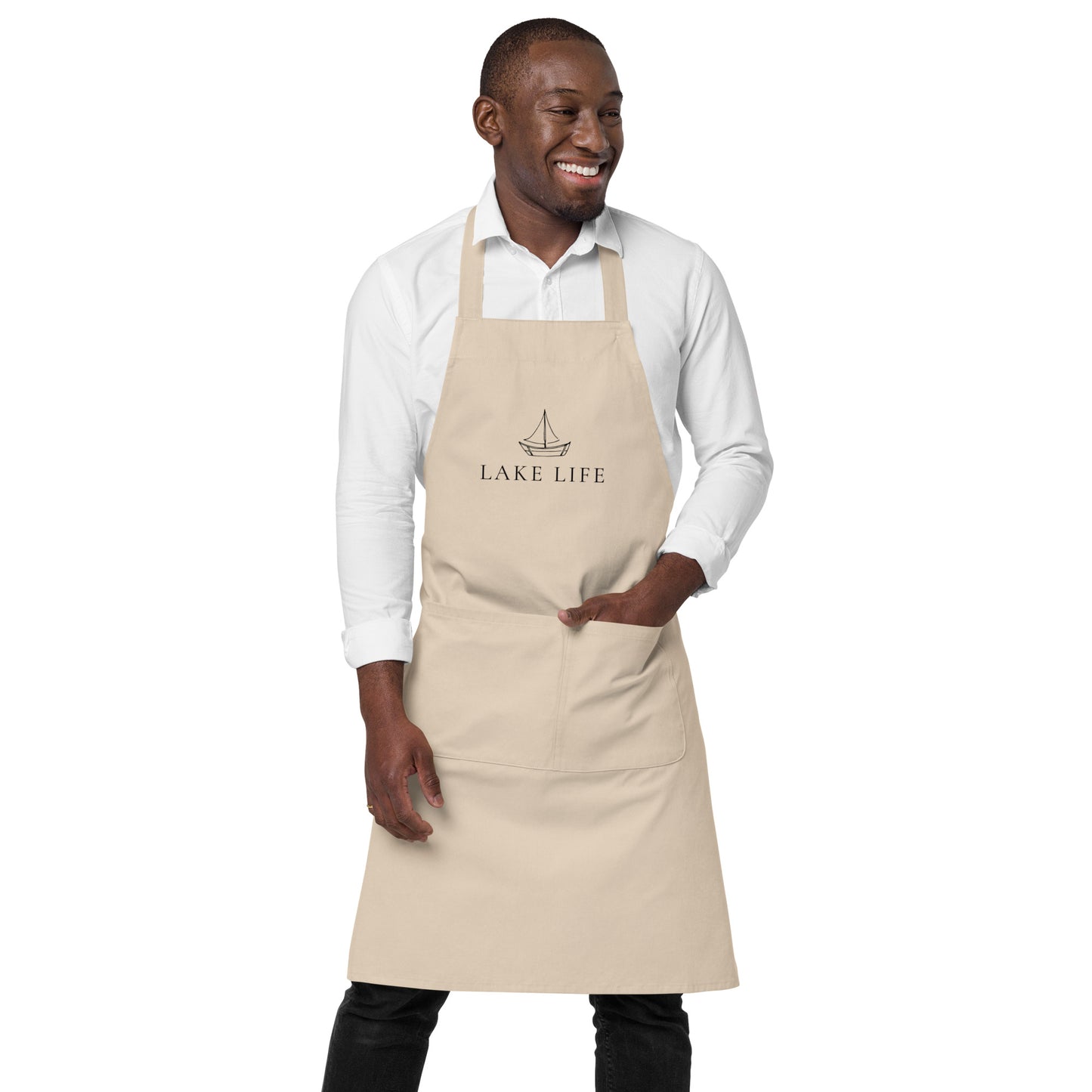 Organic cotton apron - Lake Life sailboat