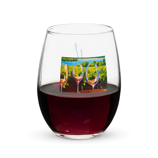 Keuka Lake, NY stemless wine glass