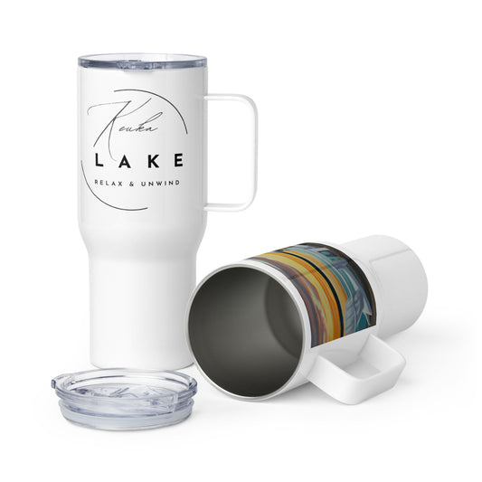 Travel mug with a handle - Keuka Lake Adirondack Chairs & Sailboat