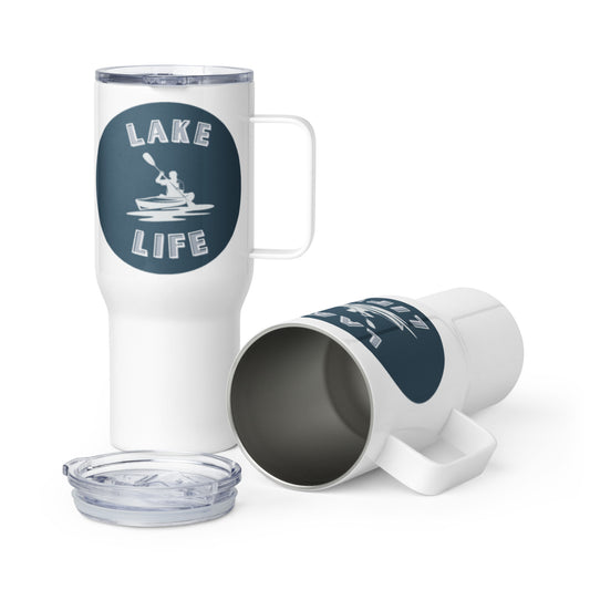 Lake Life kayaking travel mug with a handle