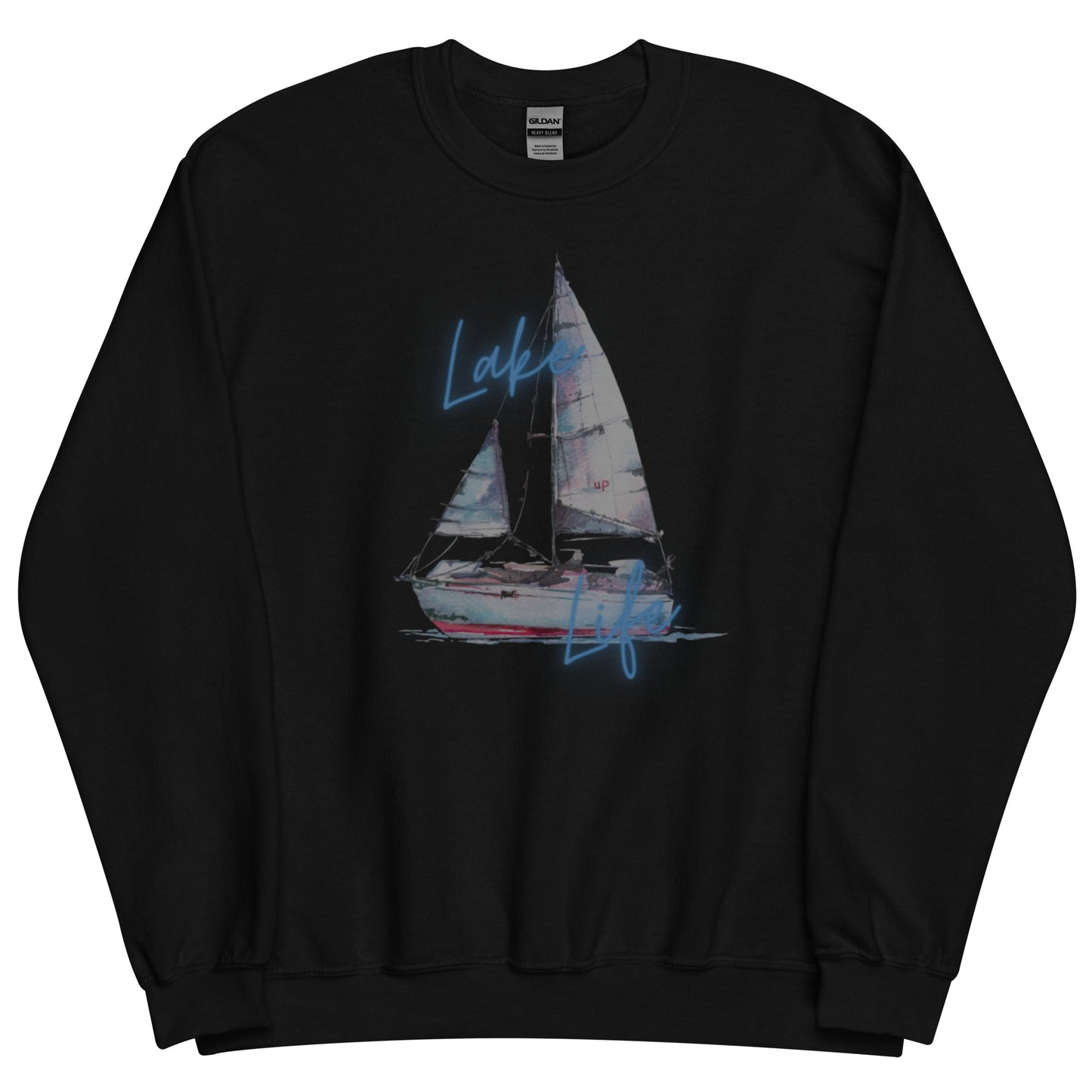 Lake Life Sailboat Unisex Sweatshirt, pink & blue