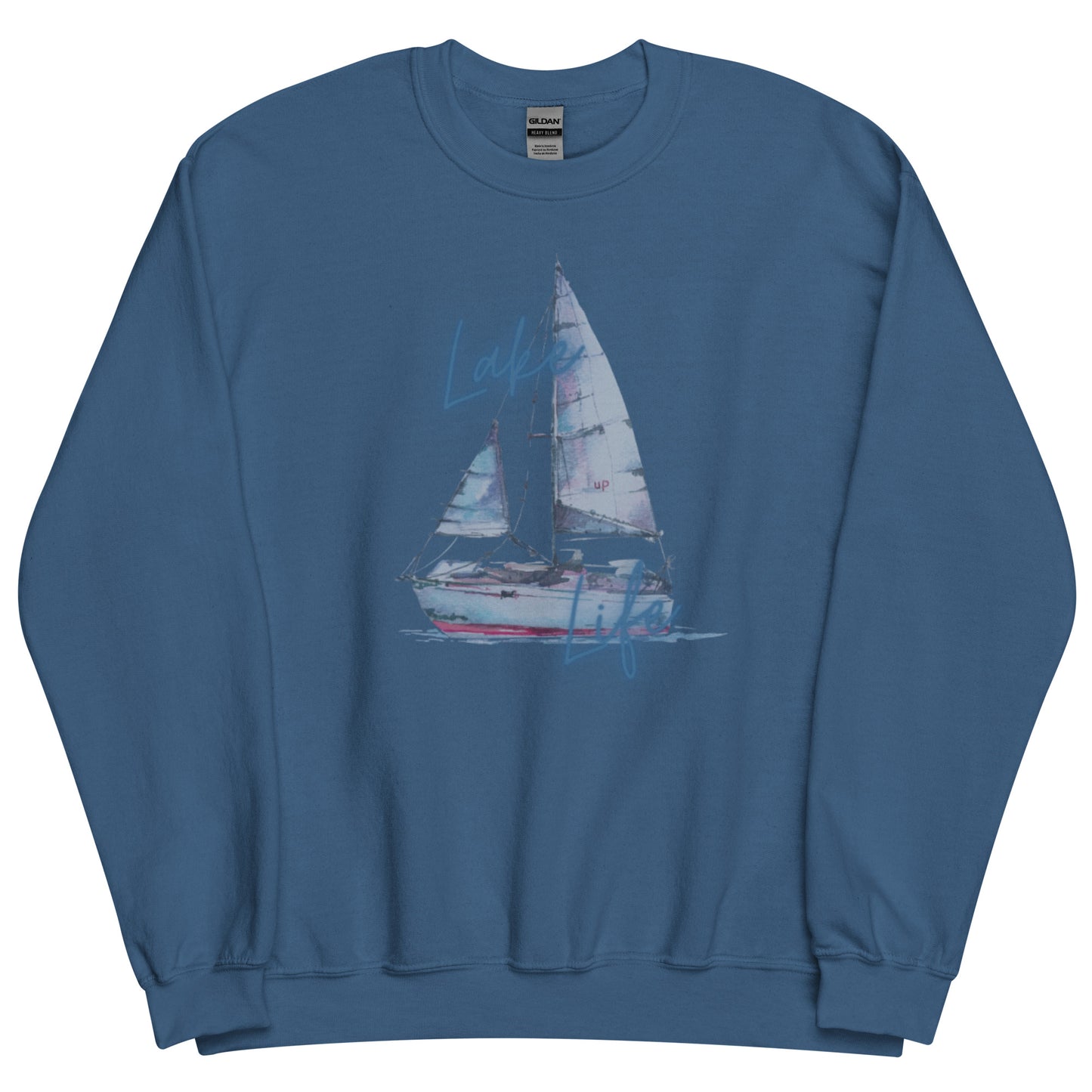 Lake Life Sailboat Unisex Sweatshirt, pink & blue