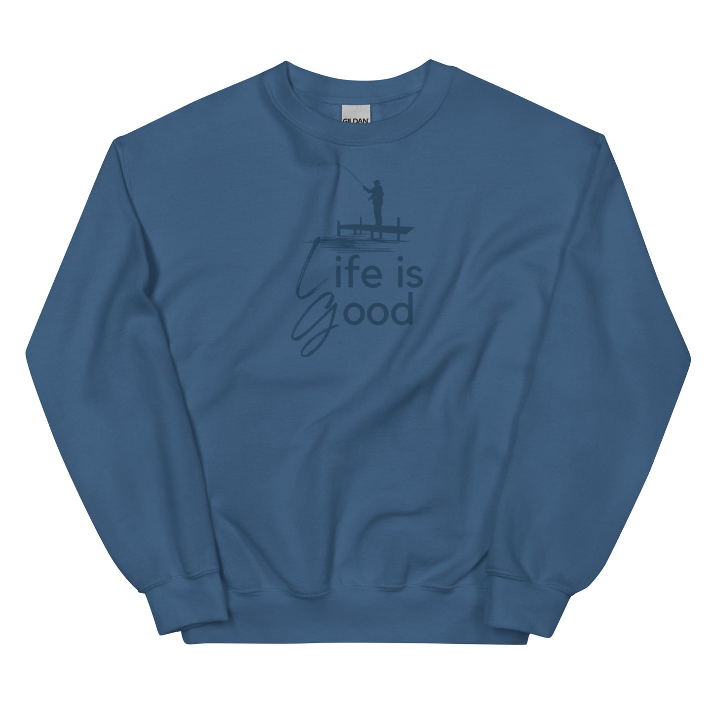 Unisex Sweatshirt - Life is Good Blue Fisherman