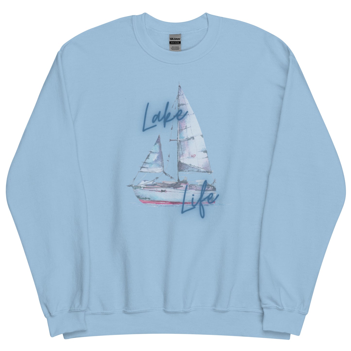 Lake Life Sailboat Unisex Sweatshirt, pink & blue