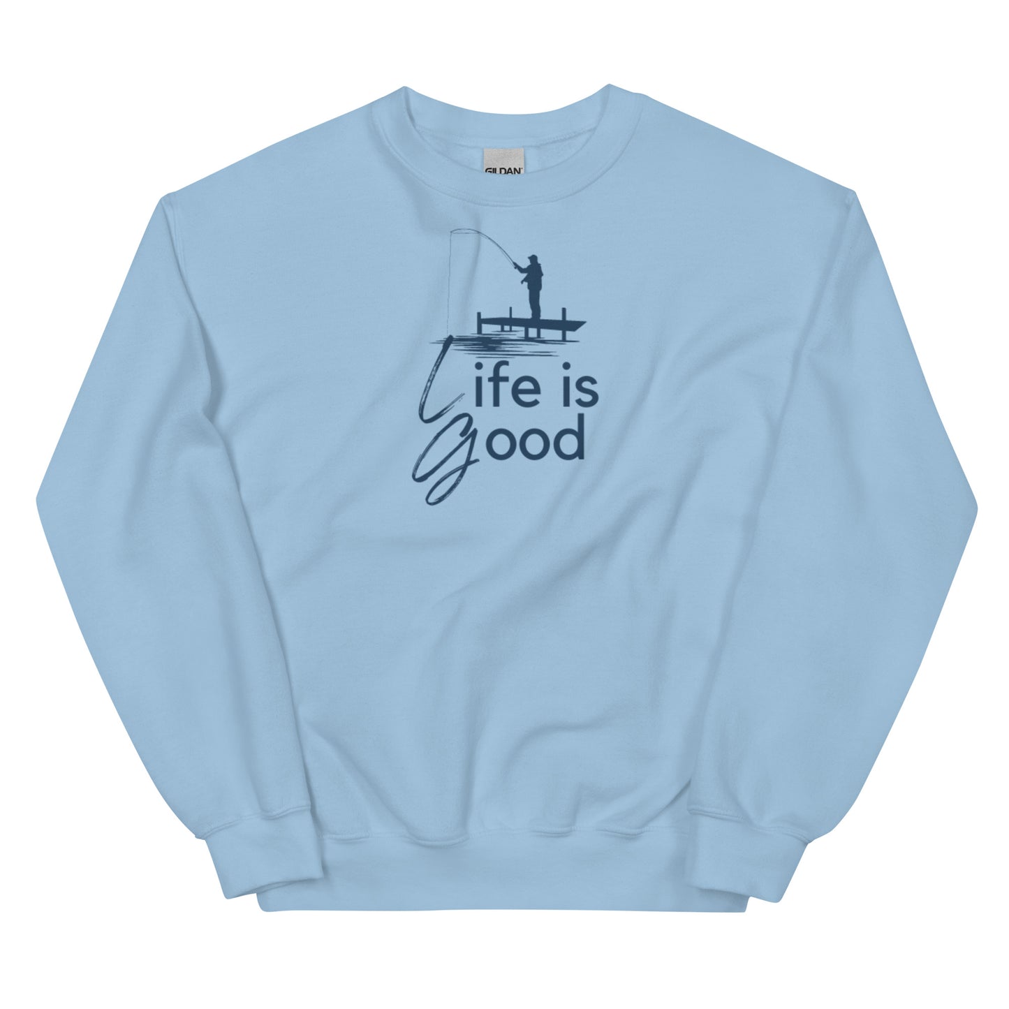 Unisex Sweatshirt - Life is Good Blue Fisherman