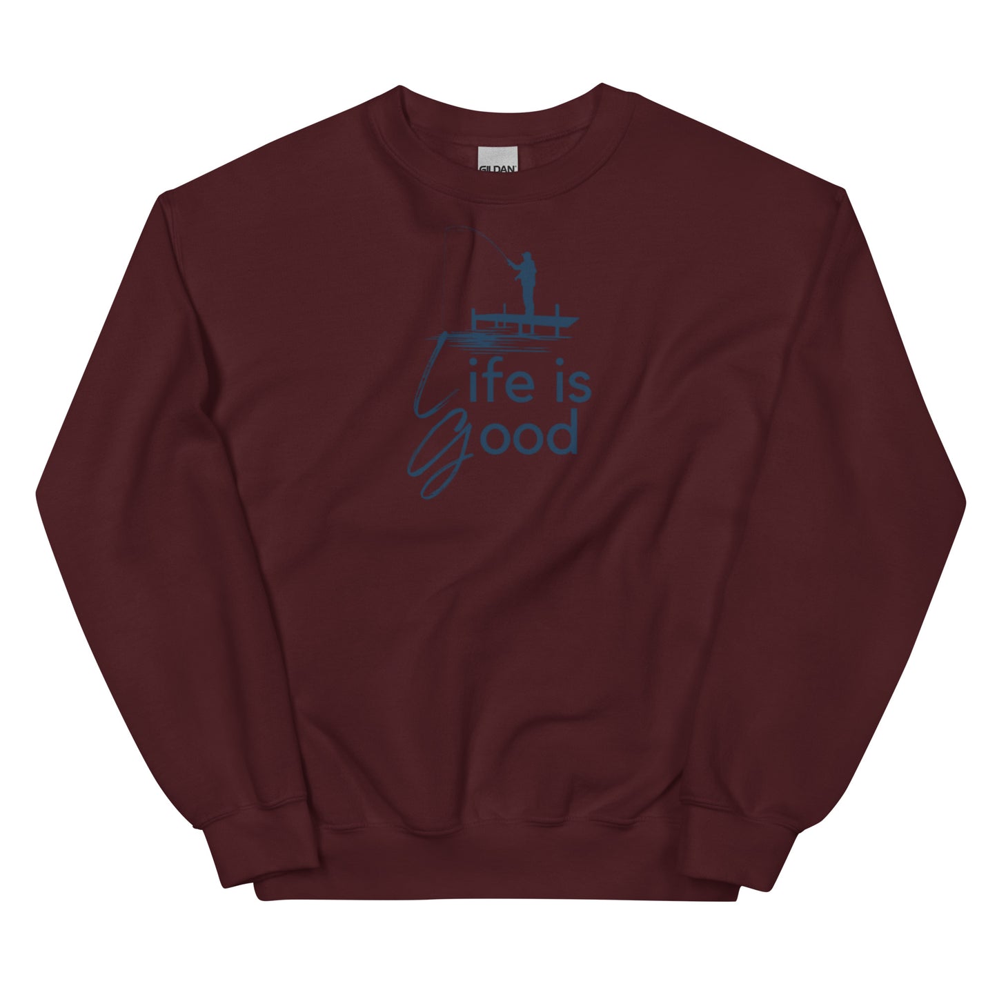 Unisex Sweatshirt - Life is Good Blue Fisherman